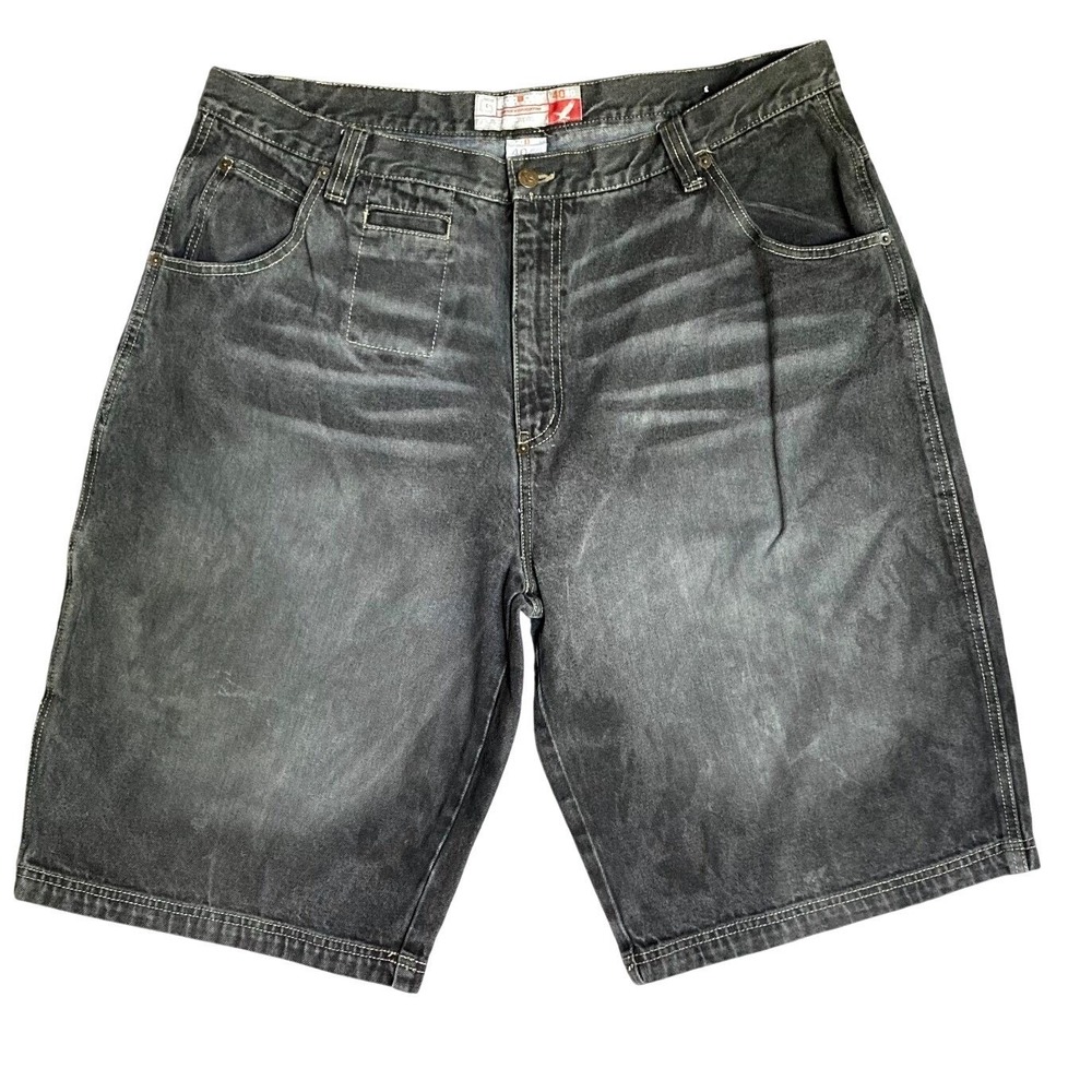 VTG Godbody Streetgear Baggy Jorts Cargo Mens 40 4040‎ Hip Hop Black Denim 40X13